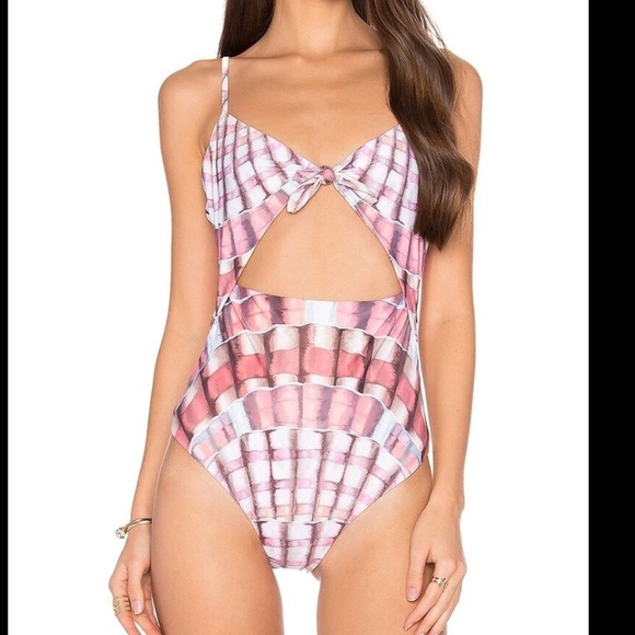 Mara Hoffman Kia Shells Tie Front One Piece Swimsuit L Bathing Suit - Picture 1 of 8